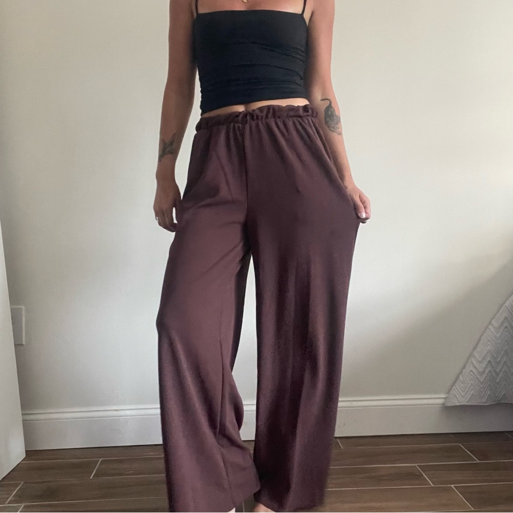 Zara Mauve Wide-Leg Pants
